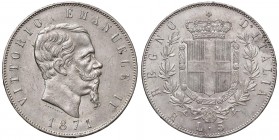 Roma – Vittorio Emanuele II (1861-1878) - 5 lire 1871 - Gig. 43 R Graffietti al dritto.
SPL/qFDC
