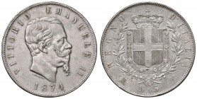 Milano – Vittorio Emanuele II (1861-1878) - 5 lire 1874 - Gig. 48 C
QSPL-SPL