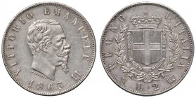 Napoli – Vittorio Emanuele II (1861-1878) - 2 Lire 1863 - Gig. 56 C Stemma. Hairlines.
SPL