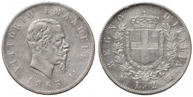 Napoli – Vittorio Emanuele II (1861-1878) - 2 Lire 1863 - Gig. 56 C Stemma. Pulita.
BB