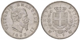 Milano – Vittorio Emanuele II (1861-1878) - Lira 1863 - Gig. 64 C Stemma. 
FDC