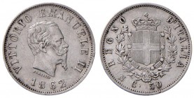 Napoli – Vittorio Emanuele II (1861-1878) - 50 Centesimi 1862 - Gig. 72 R Pulita.
BB-SPL