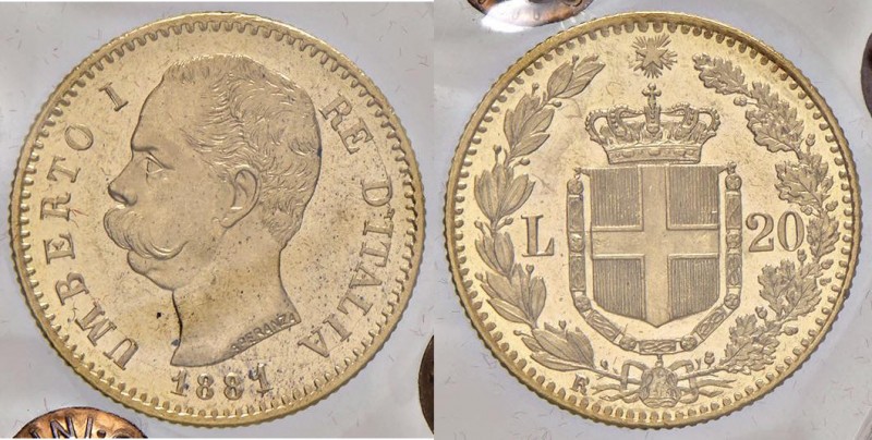 Umberto I (1878-1900) - 20 Lire 1881 - Gig. 11 C Perizia Negrini qFDC FS.
qFDC