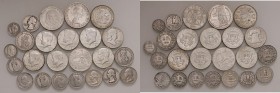 Area mondiale - Lotto di 24 monete - In argento. Circa 228,00 grammi.
Come da foto.