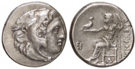 GRECHE - RE DI MACEDONIA - Alessandro III (336-323 a.C.) - Dracma - Testa di Eracle a d. /R Zeus seduto a s. con aquila e scettro Sear 6731 var. (AG g...