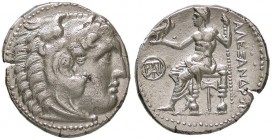 GRECHE - RE DI MACEDONIA - Alessandro III (336-323 a.C.) - Dracma (Mileto) - Testa di Eracle a d. /R Zeus seduto a s. con aquila e scettro, nel campo ...