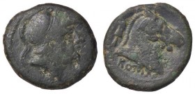 ROMANE REPUBBLICANE - ANONIME - Monete romano-campane (280-210 a.C.) - Litra - Testa elmata di Roma a d. /R Protome equina a d.; dietro una falce Cr. ...