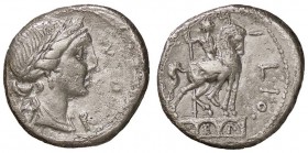 ROMANE REPUBBLICANE - AEMILIA - Man. Aemilius Lepidus (114-113 a.C.) - Denario - Busto di Roma a d. /R Statua equestre su tre arcate B. 7; Cr. 291/1 (...