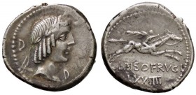 ROMANE REPUBBLICANE - CALPURNIA - L. Calpurnius Piso Frugi (90 a.C.) - Denario - Testa di Apollo a d. /R Cavaliere a d. regge una palma B. 11; Cr. 340...