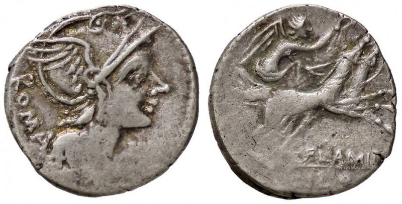 ROMANE REPUBBLICANE - FLAMINIA - L. Flaminius Chilo (109-108 a.C.) - Denario - T...