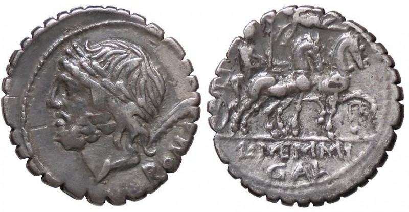 ROMANE REPUBBLICANE - MEMMIA - L. Memmius Galeria (106 a.C.) - Denario serrato -...