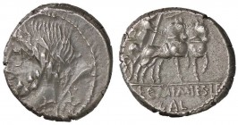 ROMANE REPUBBLICANE - MEMMIA - L. Memmius e C. Memmius L. f. Galeria (87 a.C.) - Denario - Testa di Saturno a s.; dietro, un'arpa /R Venere su biga ve...