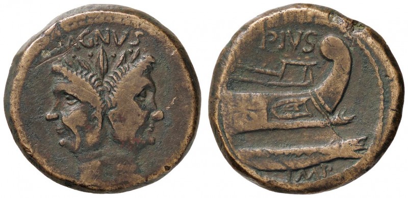 ROMANE REPUBBLICANE - POMPEIA - Sex. Pompeius Magnus (42 a.C.) - Asse - Testa di...