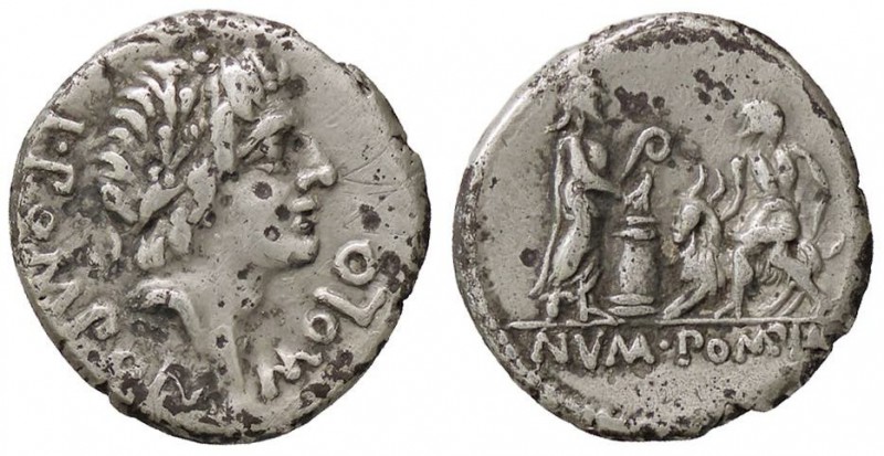 ROMANE REPUBBLICANE - POMPONIA - L. Pomponius Molo (97 a.C.) - Denario - Testa d...