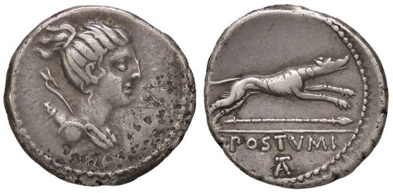 ROMANE REPUBBLICANE - POSTUMIA - C. Postumius (74 a.C.) - Denario - Busto di Dia...