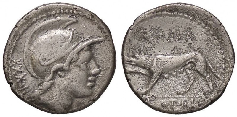 ROMANE REPUBBLICANE - SATRIENA - P. Satrienus (77 a.C.) - Denario - Testa di Rom...