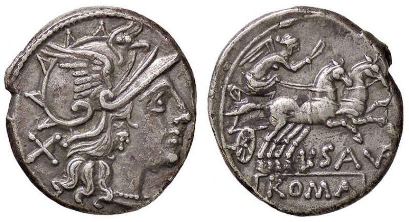 ROMANE REPUBBLICANE - SAUFEIA - L. Saufeius (152 a.C.) - Denario - Testa di Roma...