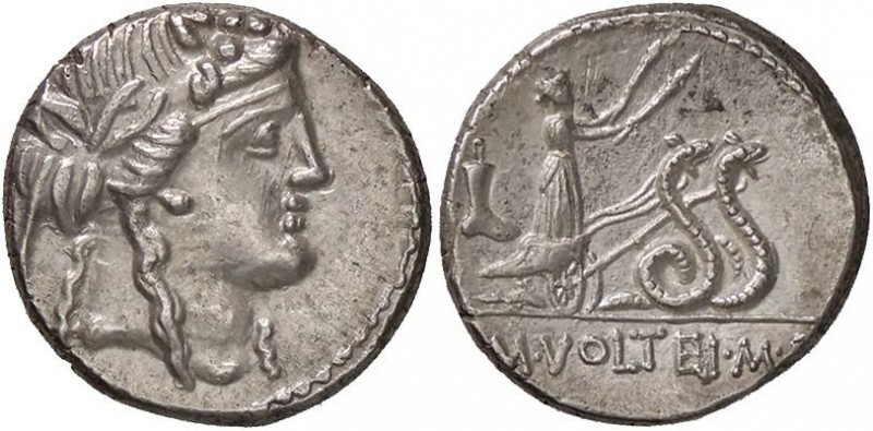 ROMANE REPUBBLICANE - VOLTEIA - M. Volteius M. f. (78 a.C.) - Denario - Testa di...