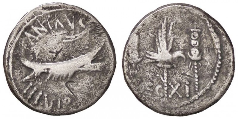 ROMANE IMPERIALI - Marc'Antonio († 30 a.C.) - Denario - Galera pretoriana /R LEG...
