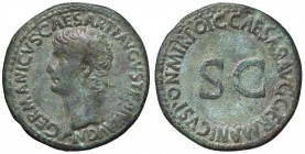 ROMANE IMPERIALI - Germanico († 19) - Asse - Testa a s. /R SC entro scritta C. 1; RIC 35 (AE g. 8,78) Patina verde
 Patina verde
qSPL
