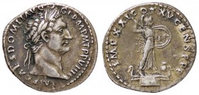 ROMANE IMPERIALI - Domiziano (81-96) - Denario - Busto laureato a d. /R Minerva a d. su vascello con lancia e scudo C. 262; RIC 148 (AG g. 3,13)
 
q...