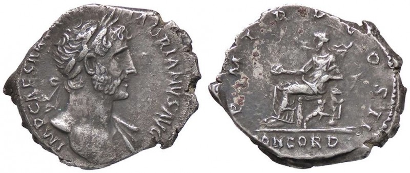 ROMANE IMPERIALI - Adriano (117-138) - Denario - Busto laureato a d. /R La Conco...