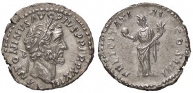 ROMANE IMPERIALI - Antonino Pio (138-161) - Denario - Testa laureata a d. /R La felicità stante a s. con globo e cornucopia C. 374 (AG g. 3,19)
 
qF...