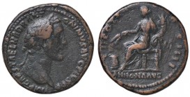 ROMANE IMPERIALI - Antonino Pio (138-161) - Asse - Testa laureata a d. /R L'Abbondanza stante a s. con delle spighe e cornucopia, ai suoi piedi un mod...