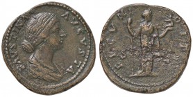 ROMANE IMPERIALI - Faustina II (moglie di M. Aurelio) - Sesterzio - Busto drappeggiato a d. /R La Fecondità stante a d. con scettro e infante C. 100; ...