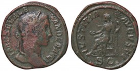 ROMANE IMPERIALI - Alessandro Severo (222-235) - Sesterzio - Busto laureato a d. /R La Giustizia seduta a s. con patera e scettro C. 106 (15 Fr.) (AE ...