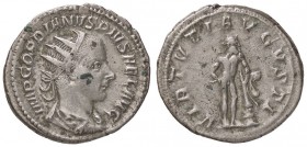 ROMANE IMPERIALI - Gordiano III (238-244) - Antoniniano - Busto radiato e drappeggiato a d. /R Ercole stante a d. appoggiato a una clava C. 404; RIC 9...