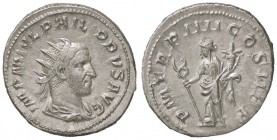 ROMANE IMPERIALI - Filippo I (244-249) - Antoniniano - Busto radiato e drappeggiato a d. /R La Pace stante a s. con caduceo e cornucopia C. 136; RIC 4...
