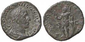 ROMANE IMPERIALI - Filippo I (244-249) - Sesterzio - Busto laureato a d. /R Marte stante a s. con un ramo e lancia, si appoggia a uno scudo C. 146 (AE...