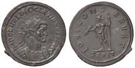 ROMANE IMPERIALI - Diocleziano (284-305) - Antoniniano - Busto radiato e corazzato a d /R Giove stante a s. con fulmine e scettro RIC 222 (MI g. 4,23)...