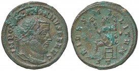 ROMANE IMPERIALI - Massimiano Ercole (286-310) - Follis (Ticinum) - Testa laureata a d. /R La Fedeltà seduta a s. con due insegne militari C. 114; RIC...
