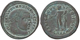 ROMANE IMPERIALI - Galerio Massimiano (305-311) - Follis (Heraclea) - Busto laureato a d. /R Il Genio stante a s. con patera e cornucopia C. 78/81 (MI...