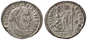 ROMANE IMPERIALI - Licinio I (308-324) - Follis ridotto (Cizico) - Testa laureata a d. /R Giove stante a s. con Vittoria e scettro; ai suoi piedi un'a...