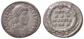 ROMANE IMPERIALI - Costanzo II (337-361) - Siliqua (Lugdunum) - Busto diademato e drappeggiato a d. /R Scritta entro corona C. 341; RIC 180 (AG g. 1,9...