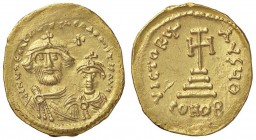 BIZANTINE - Eraclio e Eraclio Costantino (613-638) - Solido - I busti coronati di fronte /R Croce su tre gradini Ratto 1364/1365; Sear 738 (AU g. 4,45...