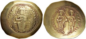 BIZANTINE - Costantino X (1059-1067) - Histamenon - Costantino stante di fronte con labaro e globo crucigero /R La Vergine nimbata incorona Costantino...