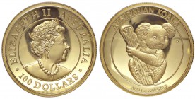 ESTERE - AUSTRALIA - Elisabetta II (1952) - 100 Dollari 2020 P - Koala AU oncia - numerata, n. 136 In confezione di legno
 oncia - numerata, n. 136 -...