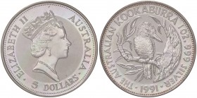 ESTERE - AUSTRALIA - Elisabetta II (1952) - 5 Dollari 1991 - Kookaburra Kr. 138 AG
 
FS