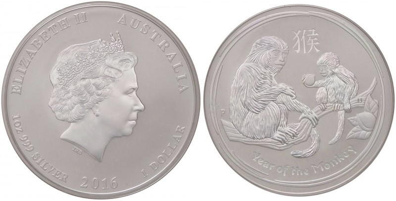 ESTERE - AUSTRALIA - Elisabetta II (1952) - Dollaro 2016 - Anno della scimmia AG...