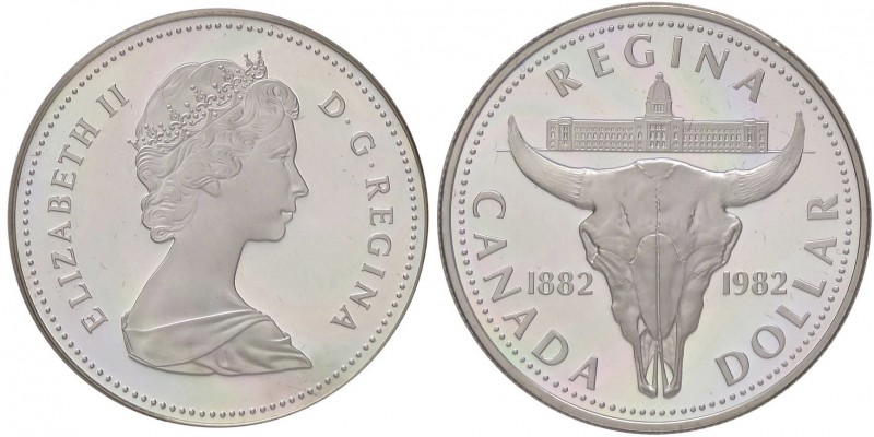 ESTERE - CANADA - Elisabetta II (1952) - Dollaro 1982 - Bucranio Kr. 133 AG In c...