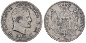 ZECCHE ITALIANE - BOLOGNA - Napoleone I, Re d'Italia (1805-1814) - 5 Lire 1812 Pag. 51; Mont. 82 R AG Puntali aguzzi Segni
 Puntali aguzzi - Segni
q...
