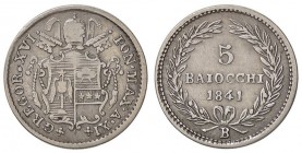 ZECCHE ITALIANE - BOLOGNA - Gregorio XVI (1831-1846) - 5 Baiocchi 1841 A. XI Pag. 188; Mont. 157 R AG
 
qBB/BB