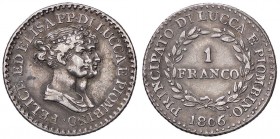 ZECCHE ITALIANE - LUCCA - Elisa Bonaparte e Felice Baciocchi (1805-1814) - Franco 1806 Pag. 256; Mont. 441 NC AG
 
BB