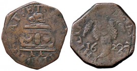 ZECCHE ITALIANE - NAPOLI - Filippo III (1598-1621) - Tornese 1620 P.R. 60; MIR 225/6 R AE
 
meglio di MB