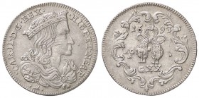 ZECCHE ITALIANE - NAPOLI - Carlo II, secondo periodo (1675-1700) - Tarì 1693 P.R. 20; MIR 300/2 AG
 
BB+