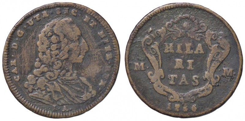 ZECCHE ITALIANE - NAPOLI - Carlo di Borbone (1734-1759) - Grano 1756 P.R. 54; Mo...
